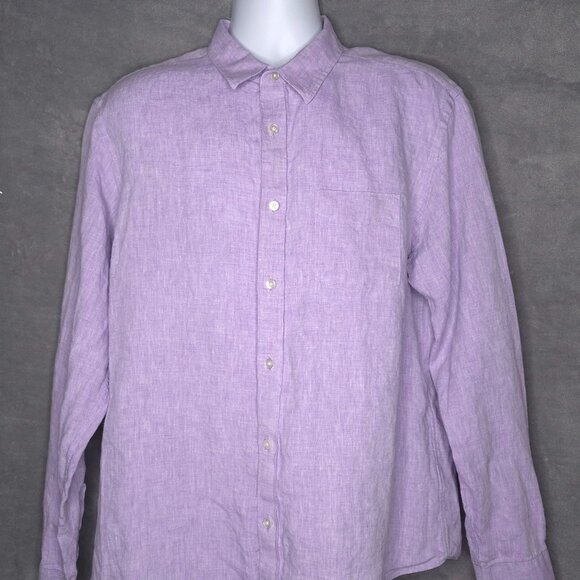 Untuckit Mens Wrinkle Resistant Linen Button-Down Shirt XL Purple Long Sleeve - Picture 1 of 5